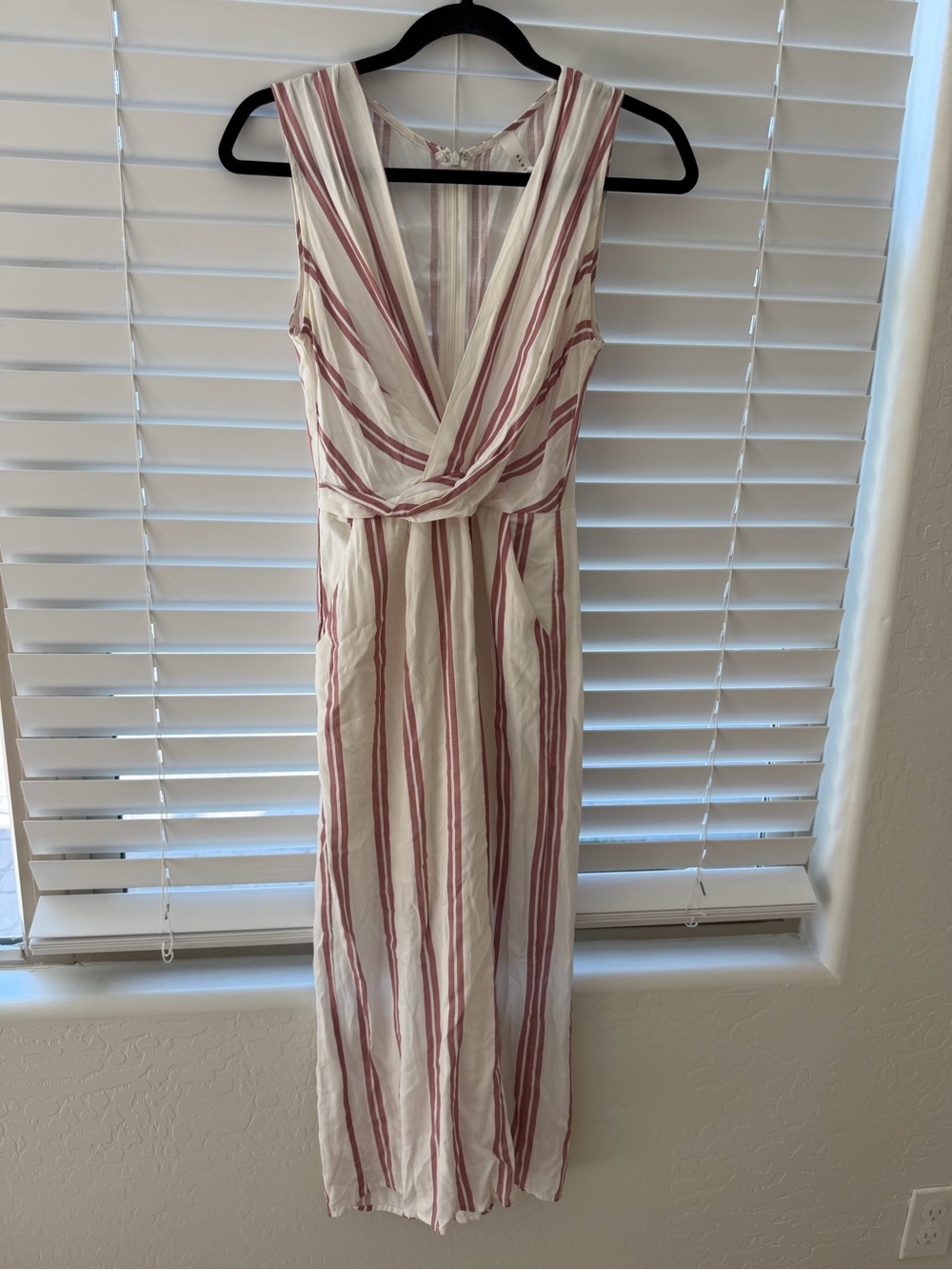 Cream and Dusty Rose Striped Jumpsuit